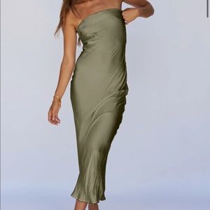 SNDYS ANGEL STRAPLESS DRESS - KHAKI Small
